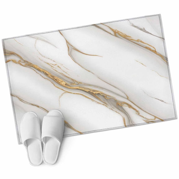 Abstract Art Area&nbsp;Rug 2x3ft Vintage Gold White Marble Texture Non-Slip&nbsp;Washable Square&nbsp;Rugs Soft Felt Indoor Floor Mat for Bedroom Kitchen Living Room Bathroom