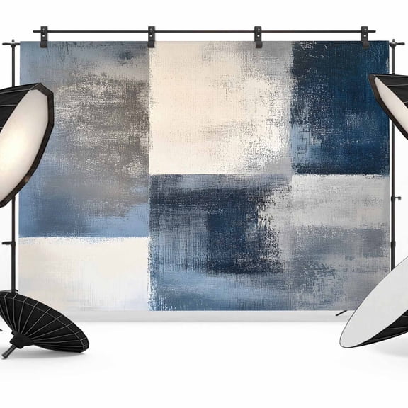 Abstract Art Backdrop for Photography, Blue Gary Collage Color Block Oil Painting Photo Backdrop Portrait Background Party Banner Photo Backgrounds for Studio Booth Props, 7x5ft