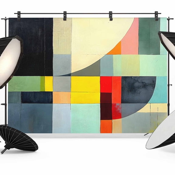 Abstract Art Backdrop for Photography, Simple Color Block Collage Art Modernism Photo Backdrop Portrait Background Party Banner Photo Backgrounds for Studio Booth Props, 7x5ft
