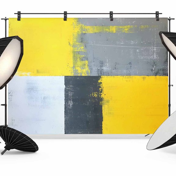 Abstract Art Backdrop for Photography, Watercolor Yellow Gary Block Texture Photo Backdrop Portrait Background Party Banner Photo Backgrounds for Studio Booth Props, 8x6ft