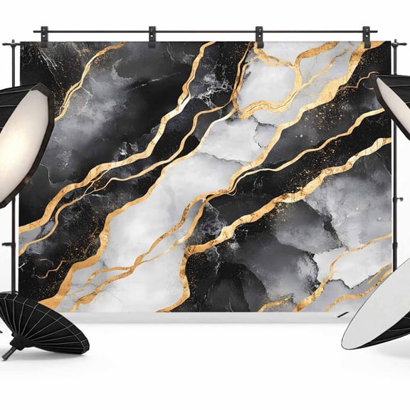 Abstract Art Backdrop for Photography, White Black Gradient Marbling Water Ripple Photo Backdrop Portrait Background Party Banner Photo Backgrounds for Studio Booth Props, 12x8ft