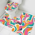 Abstract Art Bathroom Rugs Set Impressionist Style Pink Green Water ...