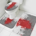 thumbnail image 1 of Abstract Art Bathroom Rugs Set Red Grey Wall Mottled Texture Minimalist Modern Non Slip Absorbent Soft Bath Mats 3 Piece Set with Bathroom Rug, U-Shaped Floor Mat, Toilet Seat Cover Small Size, 1 of 9