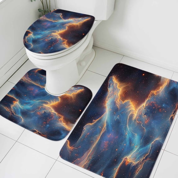 Abstract Art Bathroom Rugs Set Starry Sky Space Galaxy Impressionist ...
