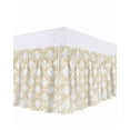 thumbnail image 1 of Abstract Art Bed Skirt California King Size 16" Drop Golden Lines Minimalist Art Ruffled Wrap Around Bed Skirts Adjustable Elastic Bedskirt Dust Ruffle for California King Size Bed, 1 of 7