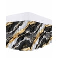 thumbnail image 1 of Abstract Art Bed Skirt King Size 16" Drop Black Gold Gradient Marbling Water Ripple Ruffled Wrap Around Bed Skirts Adjustable Elastic Bedskirt Dust Ruffle for King Size Bed, 1 of 7