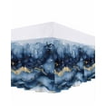 thumbnail image 1 of Abstract Art Bed Skirt King Size 16" Drop Gold Blue Gradient Marble Texture Ruffled Wrap Around Bed Skirts Adjustable Elastic Bedskirt Dust Ruffle for King Size Bed, 1 of 7