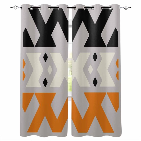 Abstract Art Blackout Curtains 63 Inch Length Blue Black Orange Line Simple Gray Background Thermal Insulated Window Curtain Window Drapes 2 Panels for Bedroom Living Room 42"Wx63"L