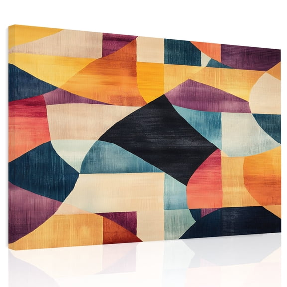 Abstract Art Canvas Print Wall Art, Colorful Geometric Color Block Wall Decor Modern Artwork Paintings Pictures for Living Room Framed and Stretched Ready to Hang, 12" x 16"