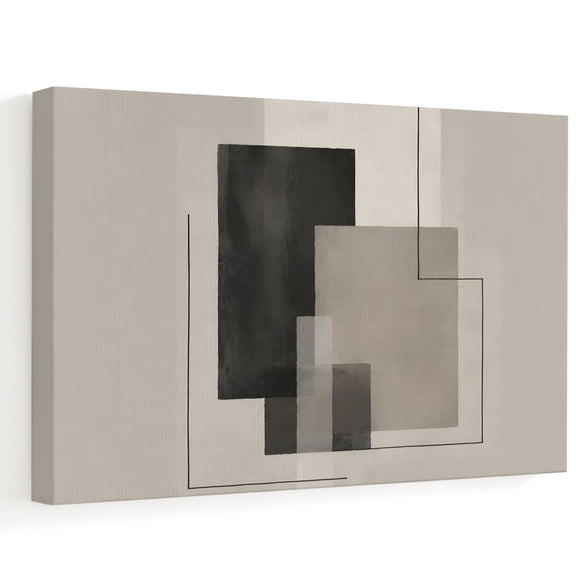 Abstract Art Canvas Wall Art, Black Brown Geometric Striped Color Block Modern Wall Art Prints Artwork Framed Canvas Ready to Hang Art Pictures for Living Dining Room Bedroom Hallway 32" x 24"