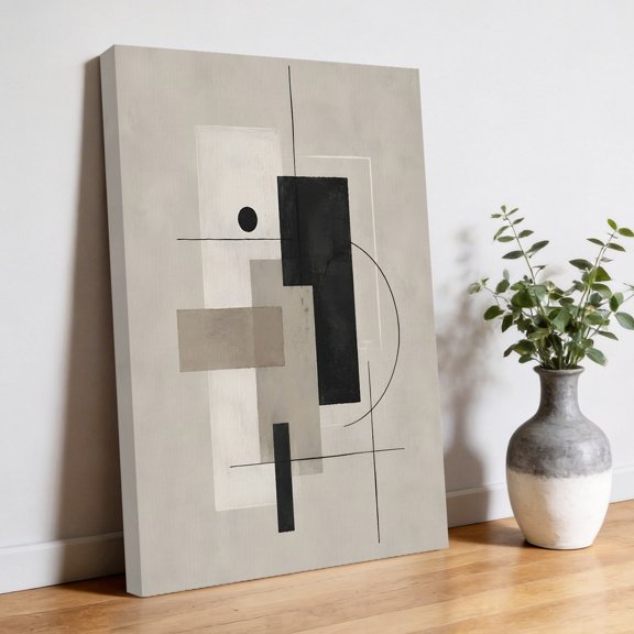 Abstract Art Canvas Wall Art, Black Brown Striped Color Block Modern Geometric Pictures Wall Decor Wooden Framed Artwork Art Prints for Living Room Hallway Bedroom Office 20"x30"