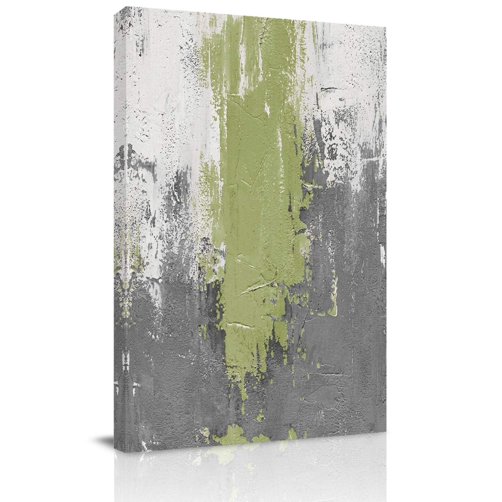 Abstract Art Canvas Wall Art for Living Room, Green Grey Wall Mottled ...