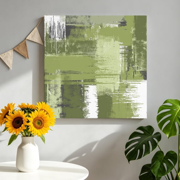 Abstract Art Canvas Wall Art for Living Room, Sage Green Mottled Color Block Oil Painting Poster Print Painting for Bedroom Office Home Decoration Wall Pictures Prepare To Hang 8"x8"