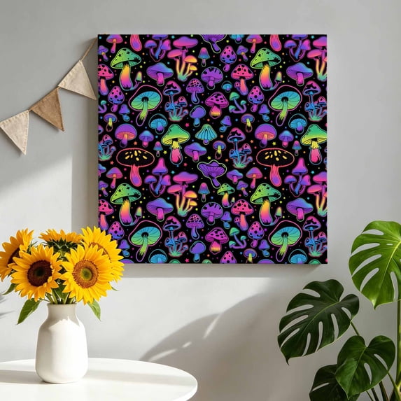 Abstract Art Canvas Wall Art, Purple Green Gradient Decoration Framed ...