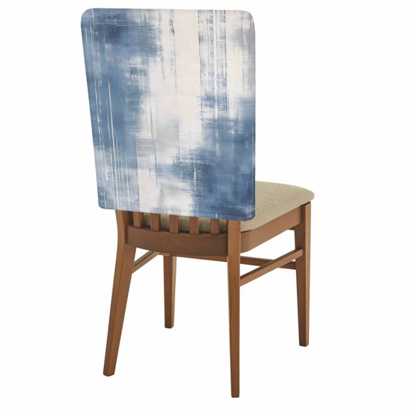 Abstract Art Chair Back Covers Pack of 1, Blue Gary Watercolor Gradient Removable Dining Seat Cover Washable Kitchen Chair Slipcovers Protective for Party Festival Decoration 19x20in