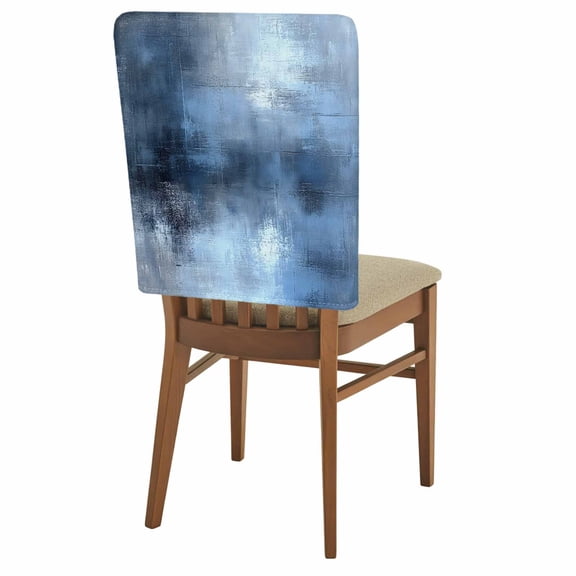 Abstract Art Chair Back Covers Set of 1, Retro Gradient Blue Watercolor Stretch Dining Chair Back Slipcovers Removable Seat Cover for Kitchen Restaurant Hotel Cafe