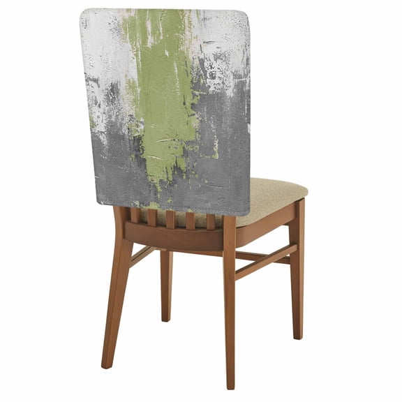 Abstract Art Chair Covers Set of 2 Green Grey Wall Mottled Texture Minimalist Modern Chair Back Covers Stretch Removable Washable Slipcovers Protector for Dining Room Kitchen Party Decor