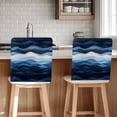 thumbnail image 1 of Abstract Art Chair Covers Set of 6 Beige Dark Blue Ripple Minimalist Art Linen Chair Back Covers Stretch Removable Washable Chairs Slipcovers Chair Protector for Dining Room Kitchen Party Decor, 1 of 5