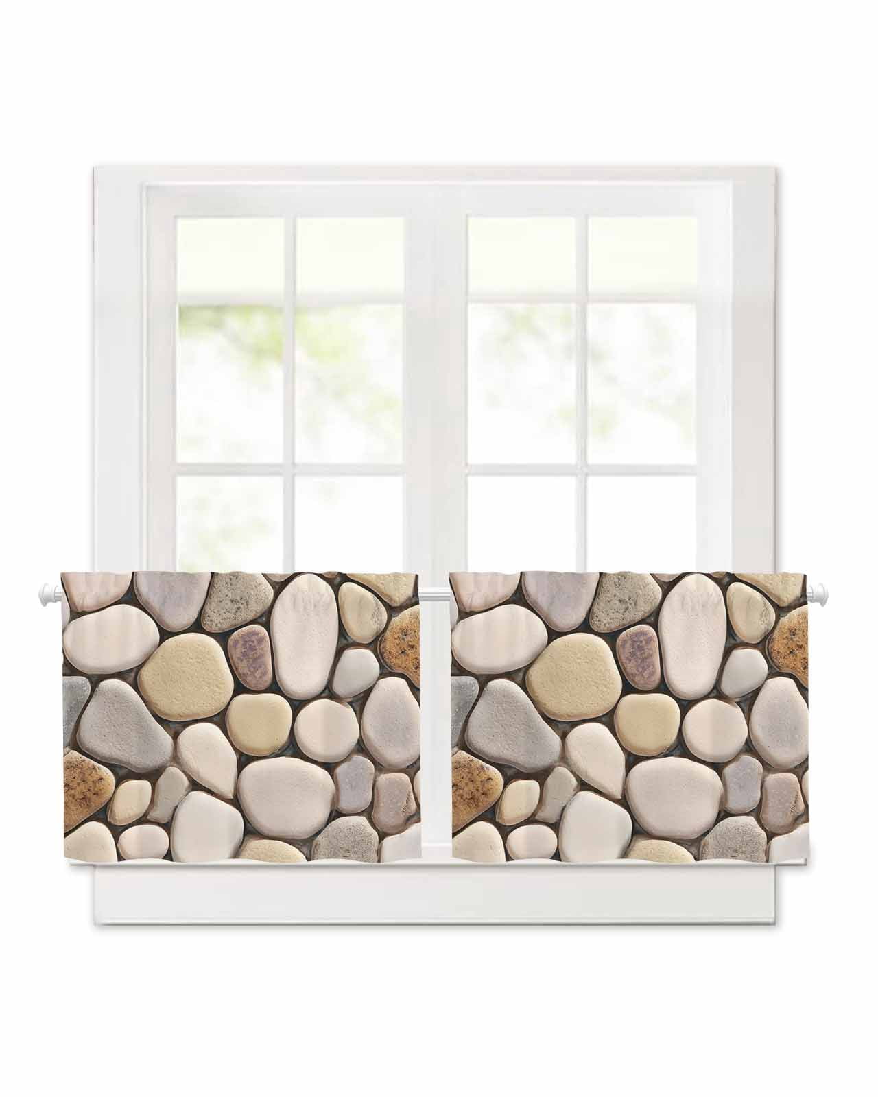 Abstract Art Cobblestones Short Blackout Curtains 24 Inch Long Stone ...