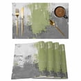 Abstract Art Cotton Linen Placemats Set of 8, Green Grey Wall Mottled ...