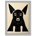 thumbnail image 1 of Abstract Art Deco Black And White Dog Linocut Illustration Artwork Framed Wall Art Print A4, 1 of 4