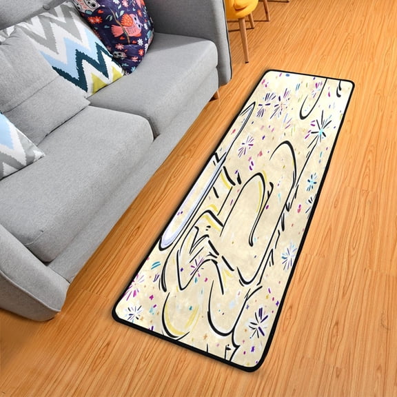 Abstract Art Design Elegant Area Rug 72" x 24" Non-Slip Polyester with Cotton Padding