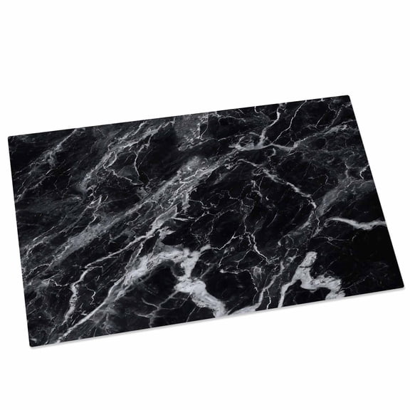 Abstract Art Door Mat 16x24 Inch Dark Black Marble Texture Modern Simple Entryway Rug with Non-Slip Rubber, Front Door Rug Indoor Floor Mats for Living Room Bathroom Bedroom Home Office