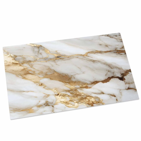 Abstract Art Door Mat 16x24 Inch White Marble Pattern Gold Crack Rock Texture Entryway Rug with Non-Slip Rubber, Front Door Rug Indoor Floor Mats for Living Room Bathroom Bedroom Home Office