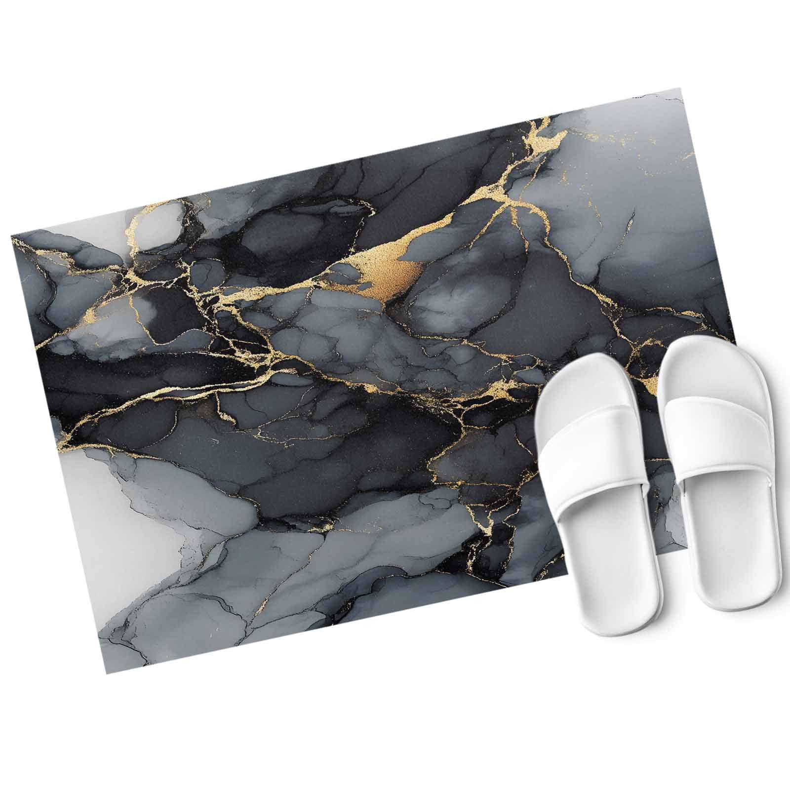 Abstract Art Door Mat Gold Grey Gradient Marble Texture Non Slip ...