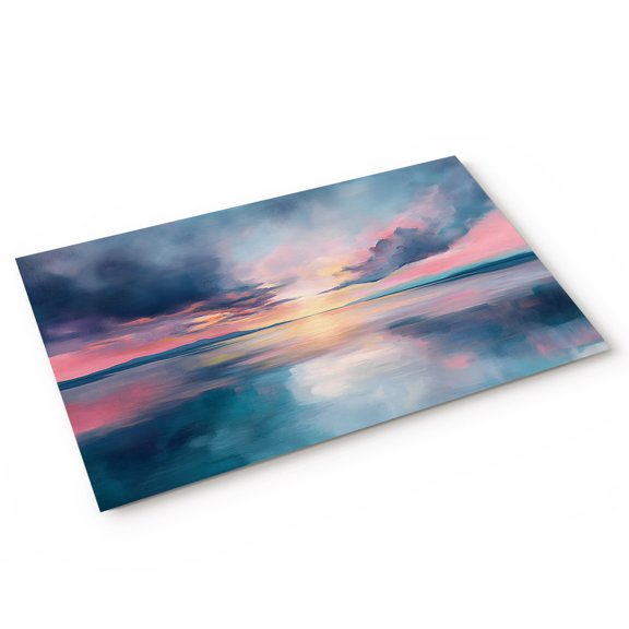 Abstract Art Door Mat Impressionist Ocean Sunrise Oil Painting Non Slip Absorbent Entrance Mat Washable Low Profile Indoor Doormat for Front Door Entryway Entry 16"x24"