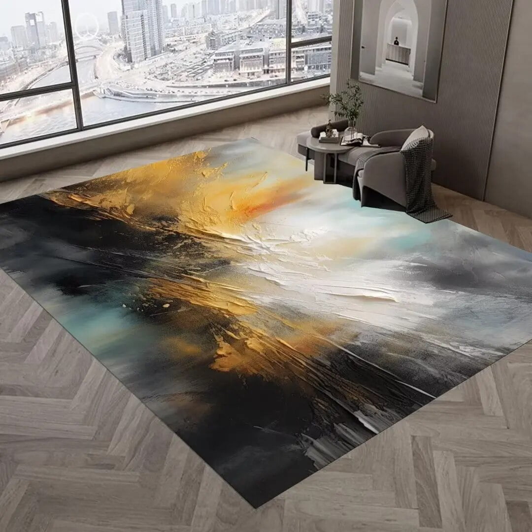 Abstract Art Elastic Rug Modern Living Room Carpet Bedroom Decor