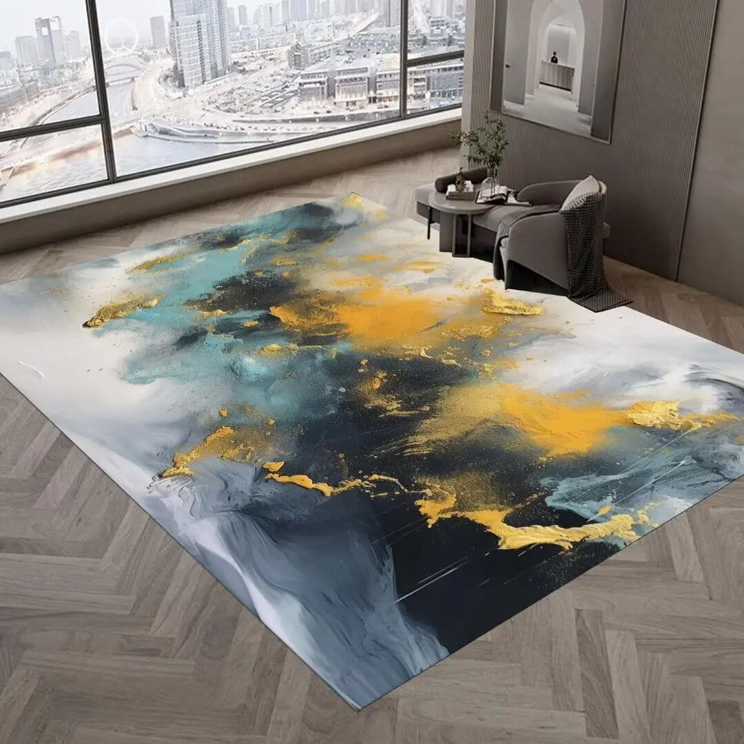 Abstract Art Elastic Rug Modern Living Room Carpet Bedroom Decor