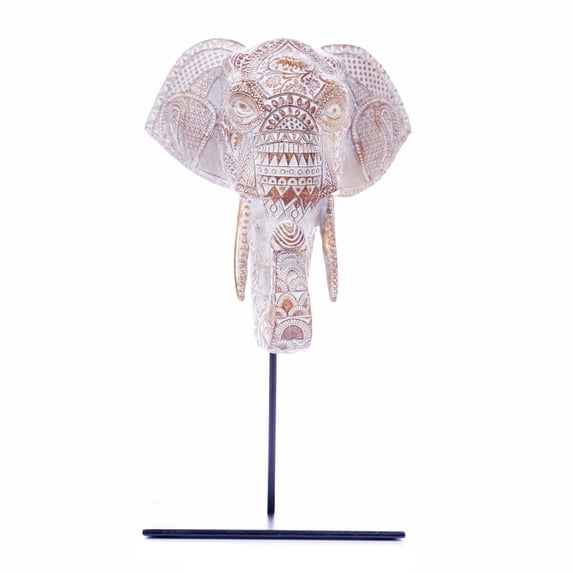 Abstract Art Elephant Head Resin Sculpture for Modern Home Decoration, Influencer Picks Adorning Items for Living Room, Office, Desk, Bookshelf, Shelf, Nightstand, TV Stand