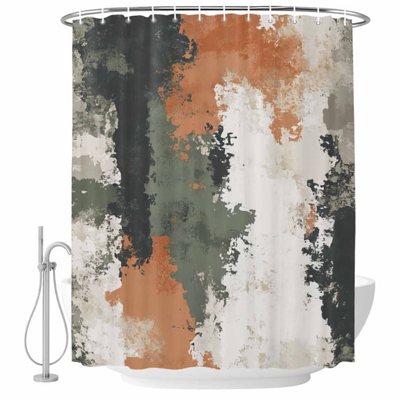 Abstract Art Fabric Shower Curtain Painting Retro Washable Shower Curtains for Bathroom, Waterproof Bath Curtain with Hooks Home Decor 72x72in