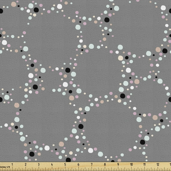 Ambesonne Abstract Fabric by the Yard Upholstery, Circles of Colorful Dots, 2 Yards, Multicolor