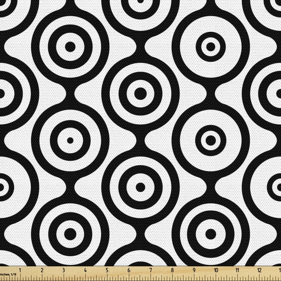 Ambesonne Abstract Art Fabric by the Yard Upholstery, Spiral Geometric Scene, 2 Yards, Charcoal Grey and White