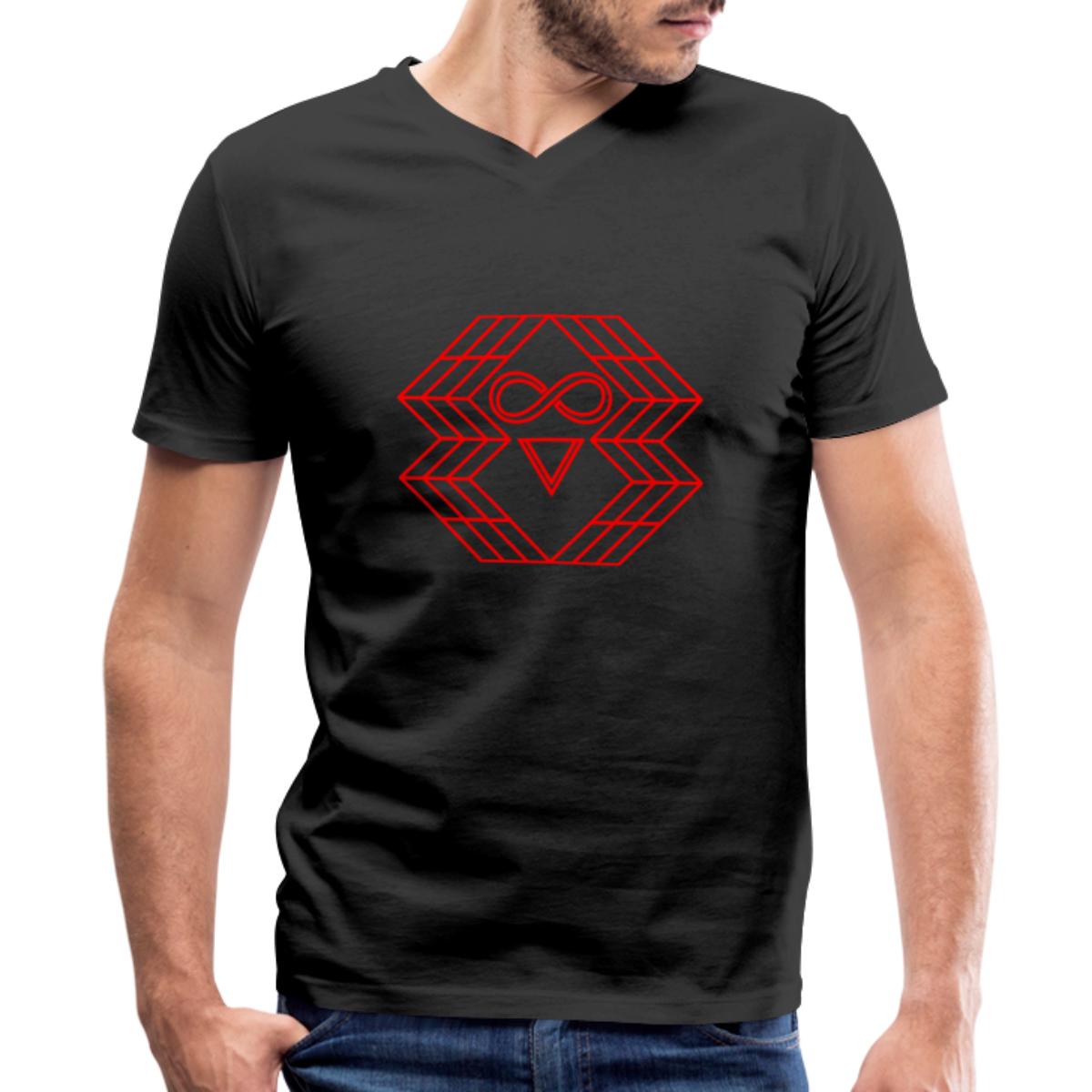 Abstract Art Face, Red Design Men's VNeck TShirt