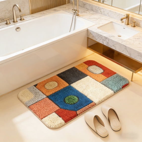 Abstract Art Ultra Soft Plush Bath Rug,Soft Non-Slip Absorbent Mat,Machine Washable Floor Rug for Bathroom,Entryway and Home Decor