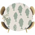 thumbnail image 1 of Abstract Art Fish Green Round Tablecloth 36-44 Inch Round Fitted Table Cloth with Elastic Edge, Coastal Ocean Summer Marine Life Waterproof Table Cover Protector for Outdoor Picnic Party Dining, 1 of 9