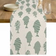 thumbnail image 1 of Abstract Art Fish Green Table Runner - 36 Inch Long Coastal Ocean Summer Marine Life Cotton and Linen Blended Dress Scarves Farmhouse Table Runner for Kitchen Dining, Coffee Table, 13" x 36", 1 of 8