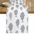 thumbnail image 1 of Abstract Art Fish Grey Table Runner - 48 Inch Long Coastal Ocean Summer Cotton and Linen Blended Dress Scarves Farmhouse Table Runner for Kitchen Dining, Coffee Table, 13" x 48", 1 of 8