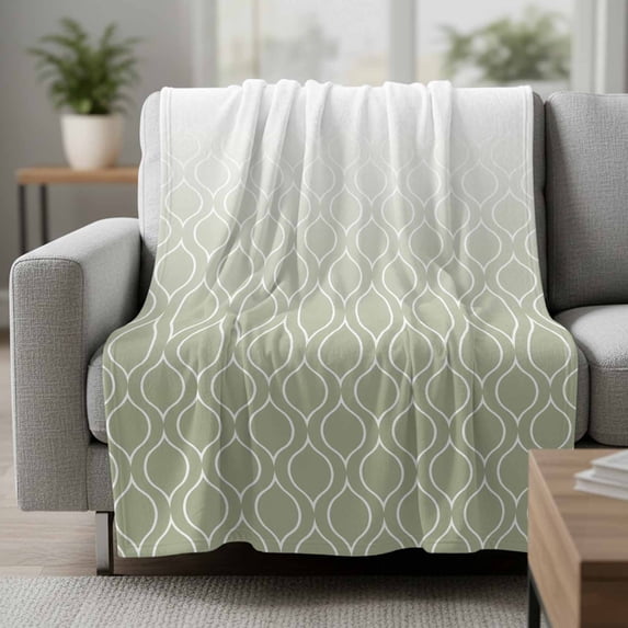 Abstract Art Fleece Throw Blanket Classic Green Line Gradient Modern ...