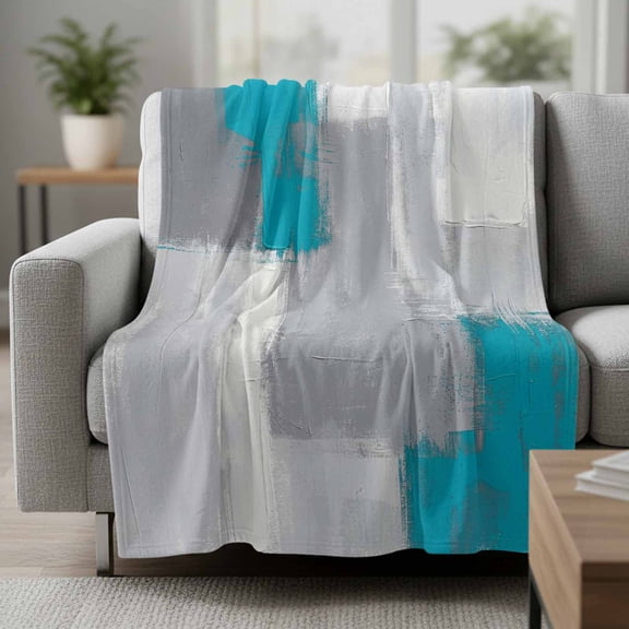 Abstract Art Fleece Throw Blanket Retro Blue Grey Graffiti Painting Mottled Texture Ultra Soft Fuzzy Cozy Flannel Throw Blanket for Couch Sofa Bed Car Travel, Ideal Gifts 30x40 Inches