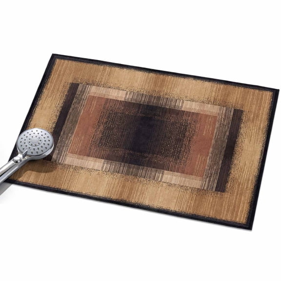 Abstract Art Front Door Rugs 2x3ft Brown and Black Mottled Texture Geometric Plaid Washable Rug, Non Slip Indoor Carpet Absorbent Floor Mat for Living Room Bedroom Dining Room