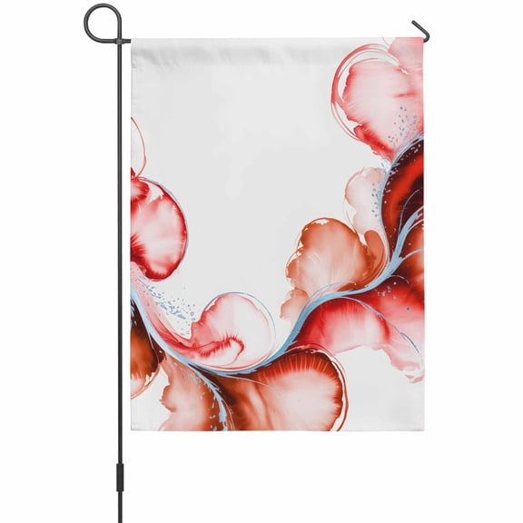Abstract Art Garden Flag 12 x 18 Inches, Watercolor Red Water Wave Gradient Modern Weather Proof Outdoor Patio Flags Double Sided Small Garden Decoration for Yard Outside Home