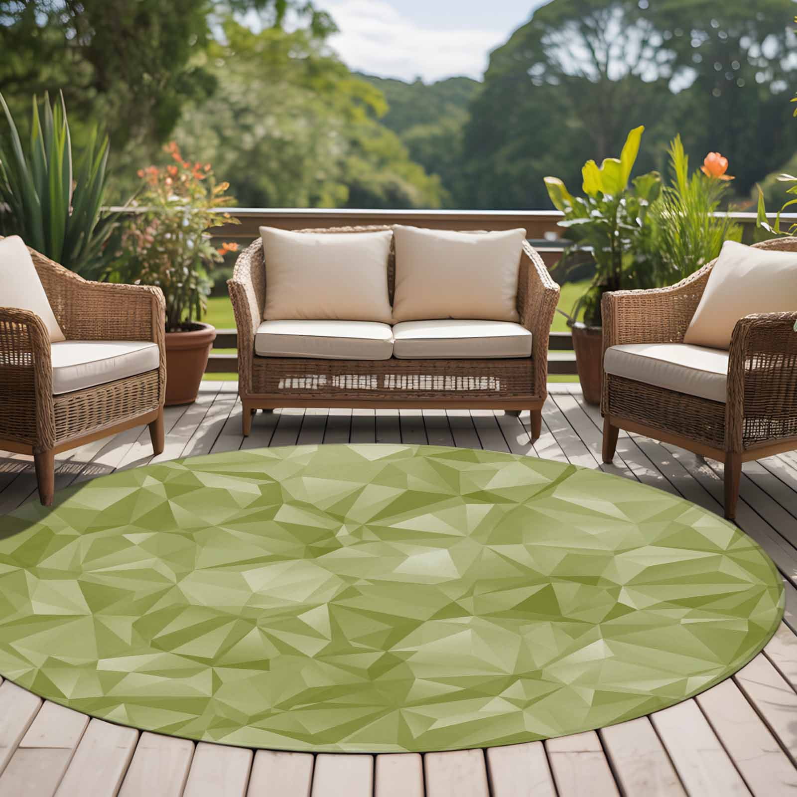 Abstract Art Geometric 6ft Round Rug for Living Room Under Coffee Table ...