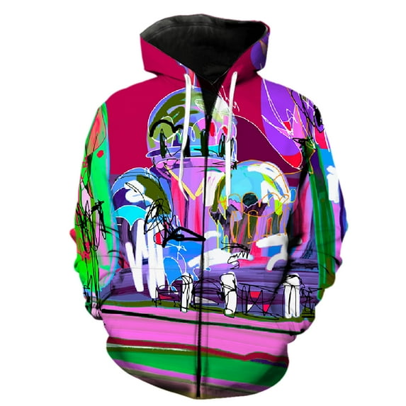 Abstract Art Graffiti Men's Zipper Hoodie Casual 2024 Hot Sale Hip Hop ...