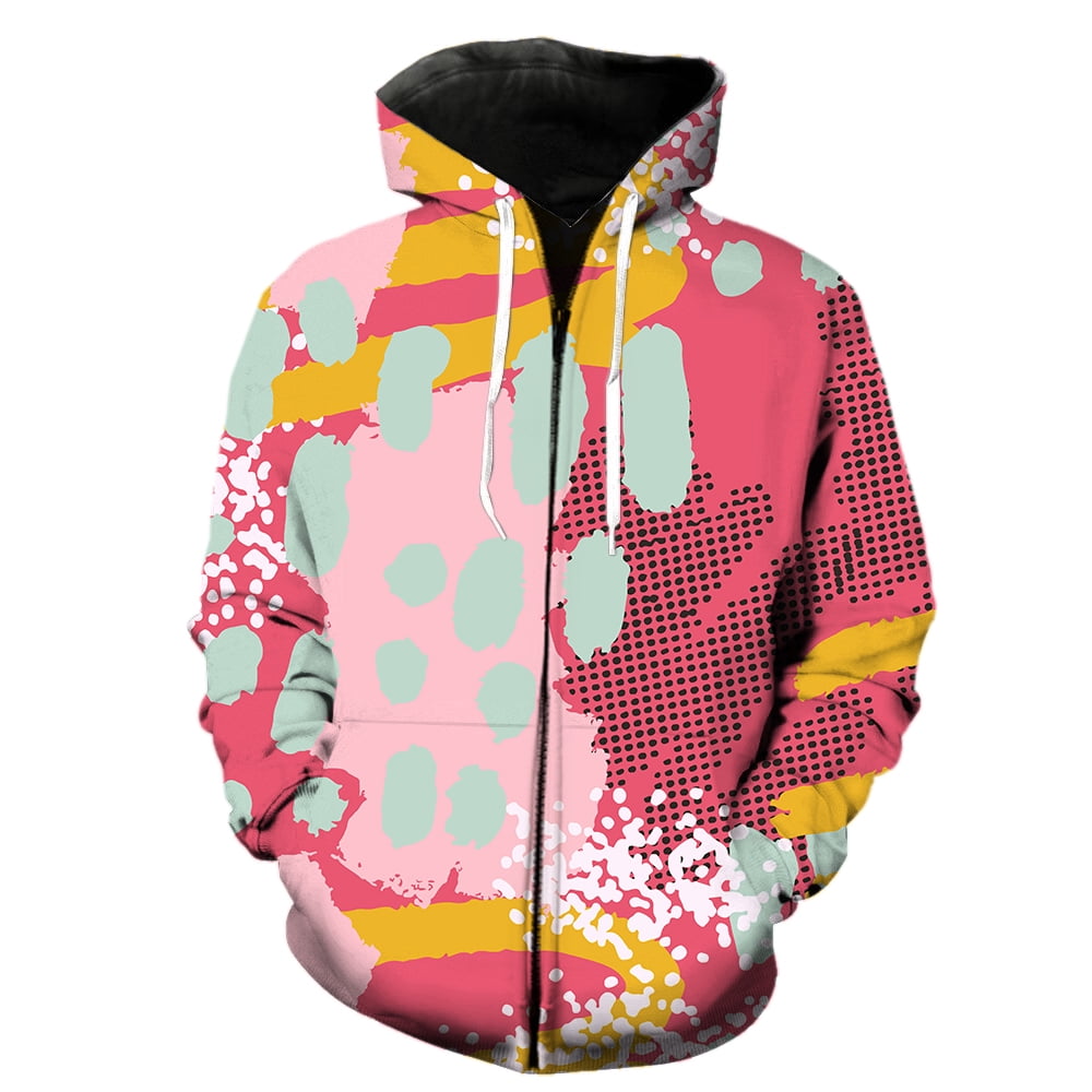 Abstract Art Graffiti Men's Zipper Hoodies Hip Hop Fashion Teens Long ...