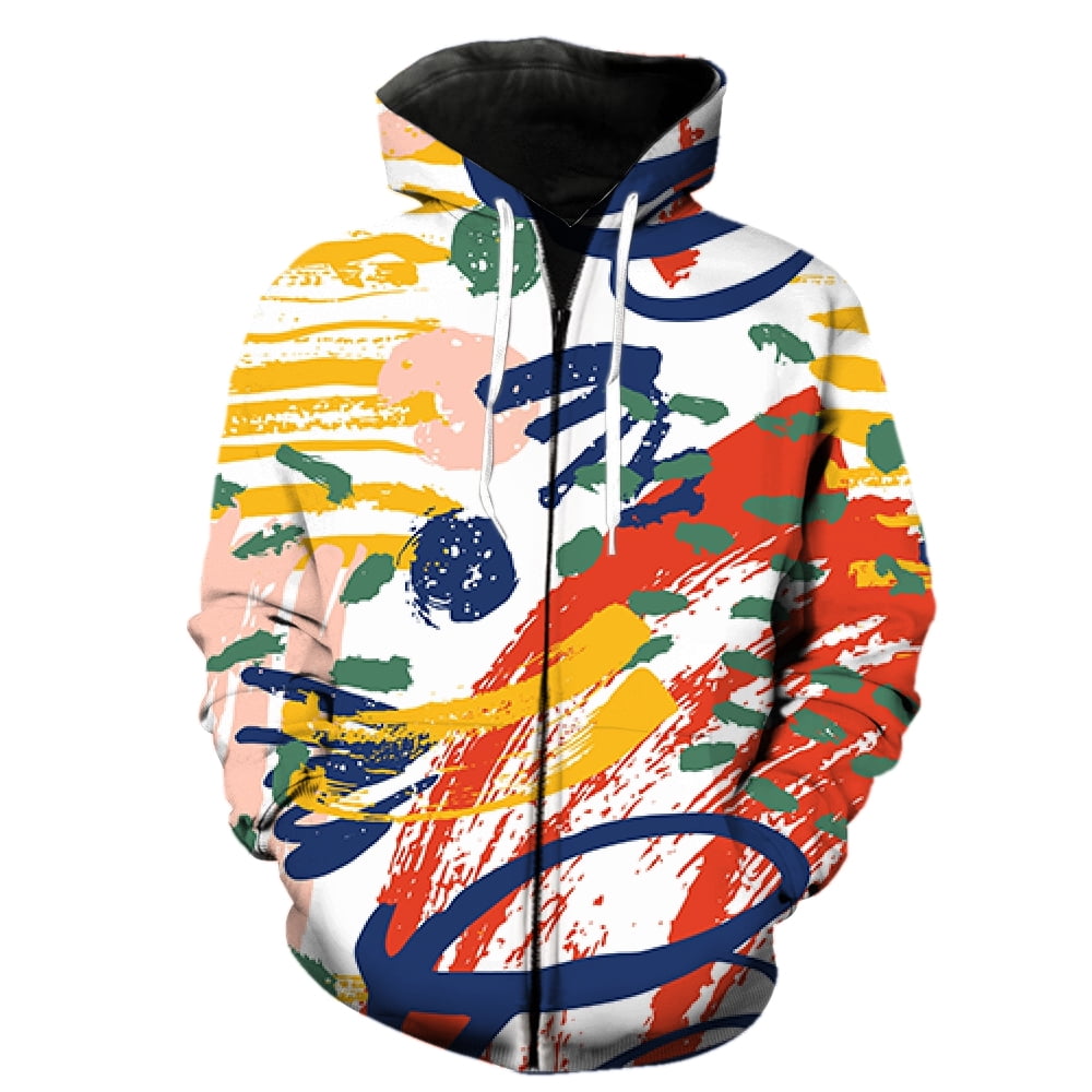 Abstract Art Graffiti Men's Zipper Hoodies Hip Hop Fashion Teens Long ...