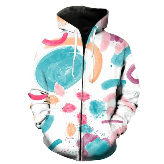 Abstract Art Graffiti Men's Zipper Hoodies Hip Hop Fashion Teens Long ...